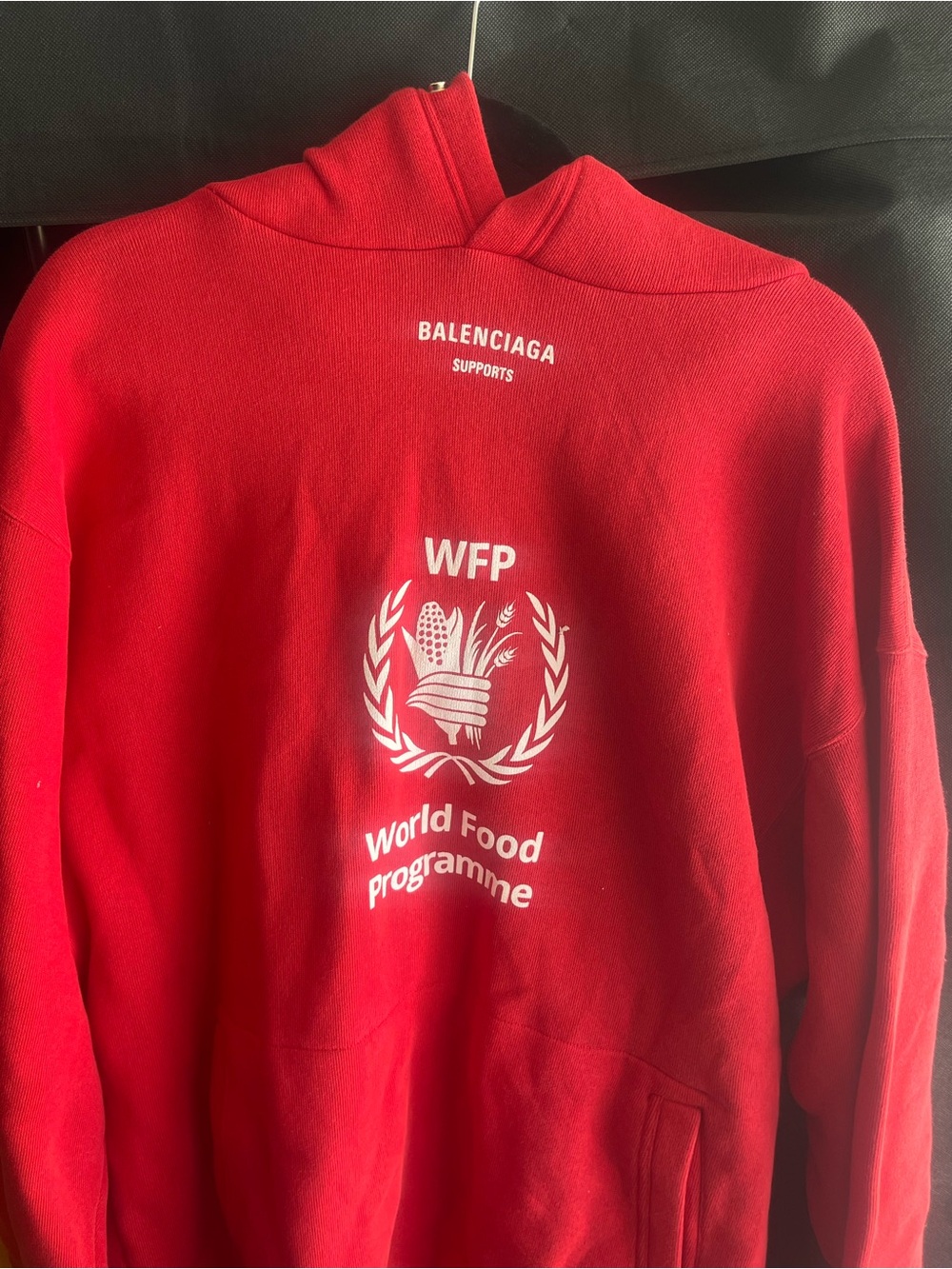 Balenciaga Red Crewneck Sweater with White WFP Logo